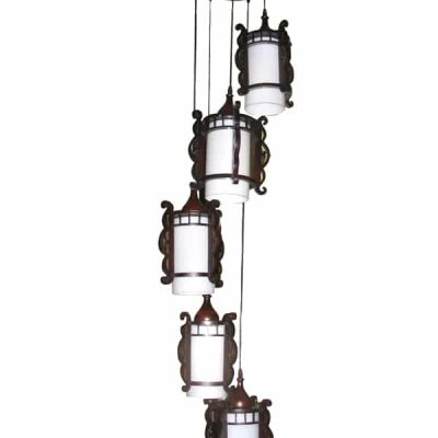 Đèn thả 5 bóng lồng hoa văn